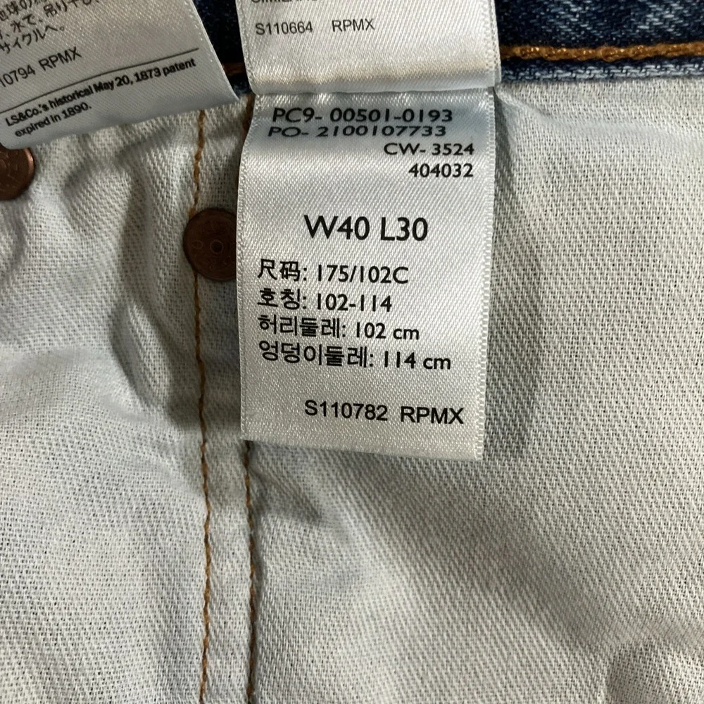 Levis 501 Original Jeans Mens 40x30 Medium Wash Button Fly Denim Cotton